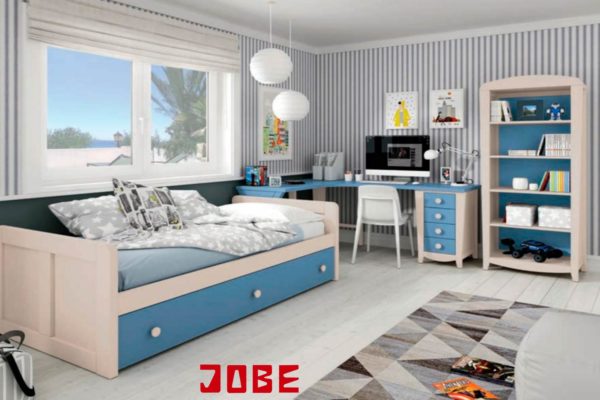 cama nido con arrastre lacado blanco y azul muebles jobe calatayud brea de aragón