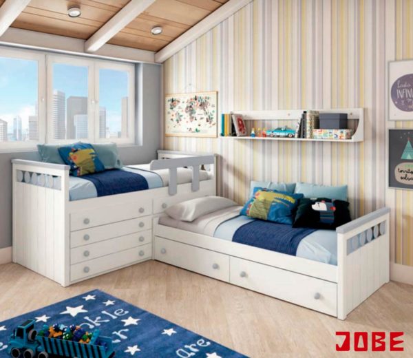 cama nido y compacta colocadas cruzadas todo lacado blanco muebles jobe calatayud brea de aragón